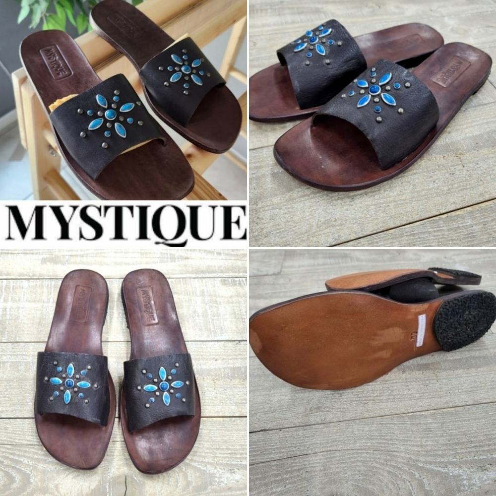 Mystique Boutique Brown Studded Leather Sandals (8)